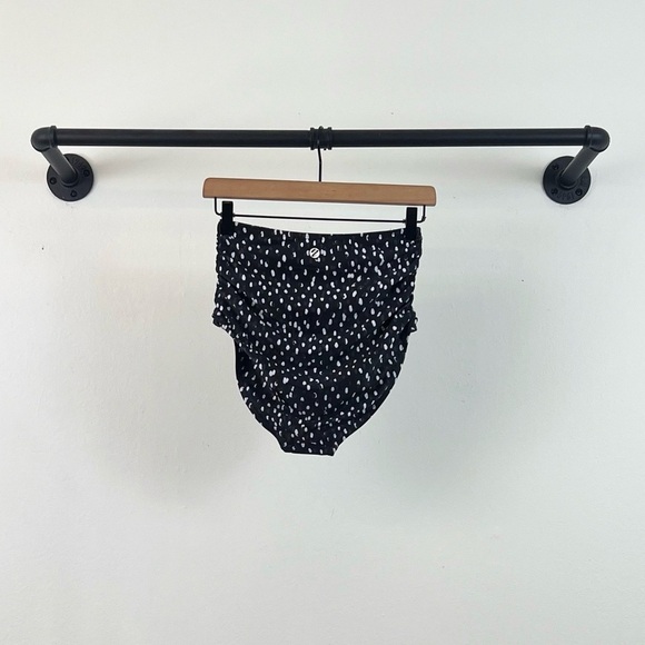 NWT Nani Spritz Polka Dot Ruched High Waisted Bikini Bottoms Black/White - Picture 8 of 9